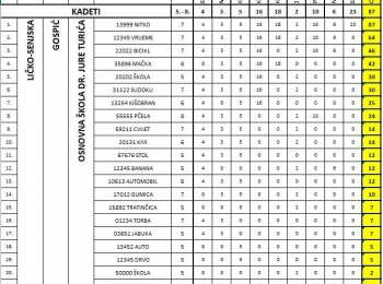 Osnovna škola dr. Jure TurićaKadeti-rezultati